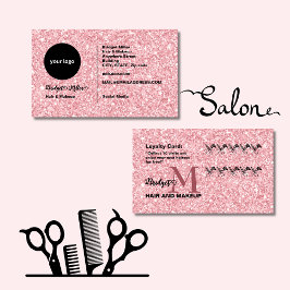 Blush Glitter Friseursalon Monogramm-Logo Treuekarte