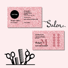 Blush Glitter Friseursalon Monogramm-Logo Treuekarte