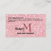 Blush Glitter hair salon monogram Logo Terminkarte (Rückseite)