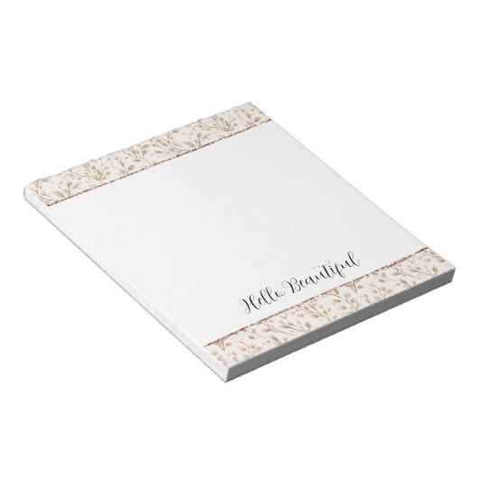 Blush Glitter Pink Cream Floral Bridal Shower Notizblock (angewinkelt)