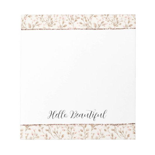 Blush Glitter Pink Cream Floral Bridal Shower Notizblock (Vorderseite)
