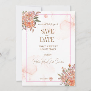 Blush Glittery Bloral Rett-the-date Einladung