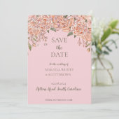 Blush Glittery Bloral Rett-the-Date-Einladung Save The Date (Stehend Vorderseite)