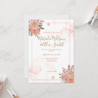 Blush Glittery Hochzeit Einladung