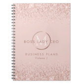Blush Glitzer Boss Lady CEO Monogram Notizblock (Vorderseite)