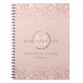 Blush Glitzer Boss Lady CEO Monogram Notizblock