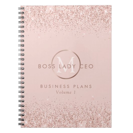 Blush Glitzer Boss Lady CEO Monogram Notizblock (Vorderseite)