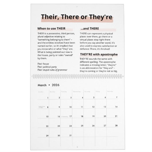 Blush Glitzer Boss Lady CEO Monogram Spelling Kalender (Mär 2026)