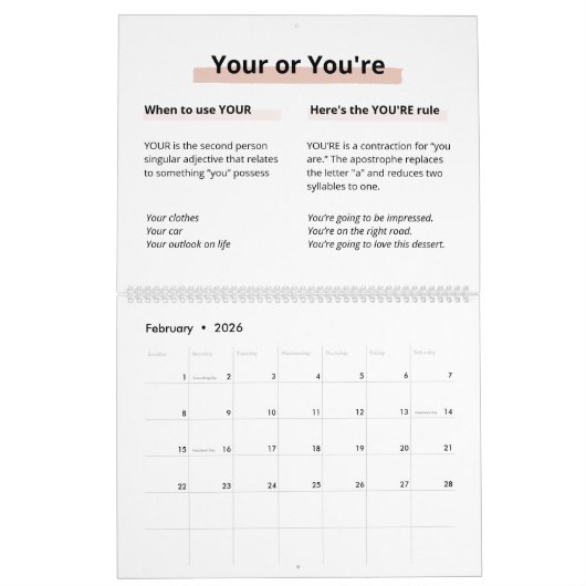 Blush Glitzer Boss Lady CEO Monogram Spelling Kalender (Feb 2026)