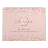 Blush Glitzer Boss Lady CEO Monogram Spelling Kalender (Titelbild)