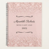 Blush Glitzer Boss Lady CEO Personalisiert 2022 Planer (Vorderseite)