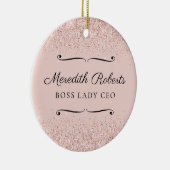 Blush Glitzer Boss Lady CEO Personalisiert Keepake Keramik Ornament (Rechts)