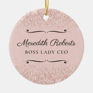 Blush Glitzer Boss Lady CEO Personalisiert Keepake Keramik Ornament