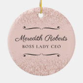 Blush Glitzer Boss Lady CEO Personalisiert Keepake Keramik Ornament (Hinten)