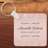 Blush Glitzer Boss Lady CEO Personalisiert Keepake Schlüsselanhänger (Vorderseite)