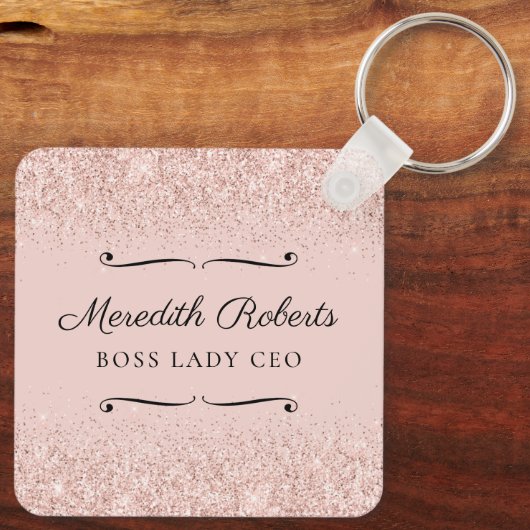 Blush Glitzer Boss Lady CEO Personalisiert Keepake Schlüsselanhänger (Rückseite)