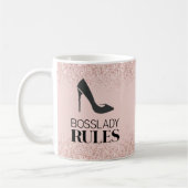 Blush Glitzer Boss Lady Regeln Personalisiert Kaffeetasse (Links)