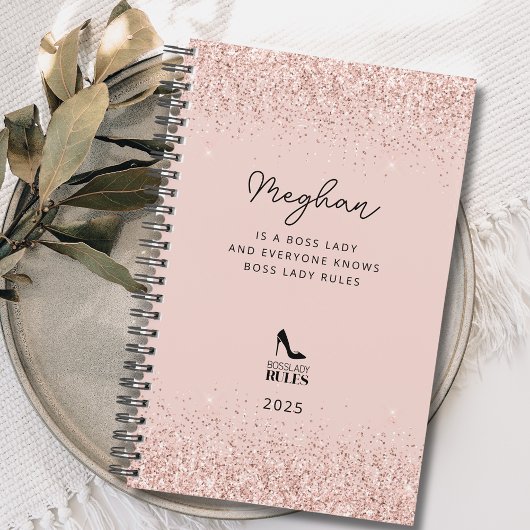 Blush Glitzer Boss Lady Regeln Personalisiert Planer