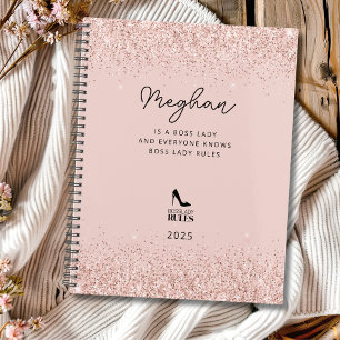 Blush Glitzer Boss Lady Regeln Personalisiert Planer