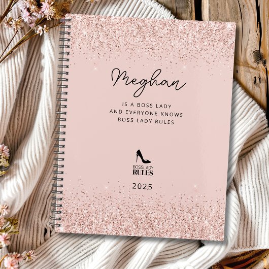 Blush Glitzer Boss Lady Regeln Personalisiert Planer