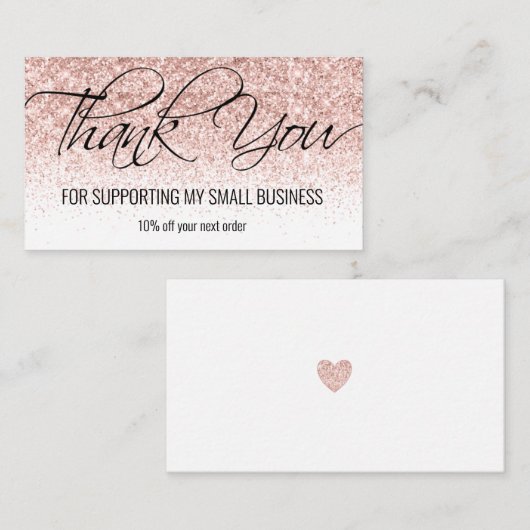 Blush Glitzer Calligraphy Danke Karte (Vorne/Hinten)