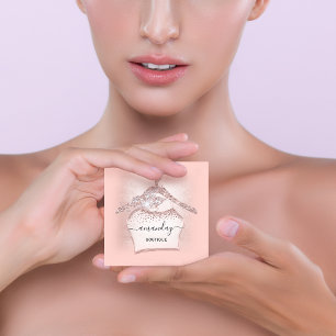 Blush Glitzer Diamond Fashion Closet Shop Glam Quadratische Visitenkarte
