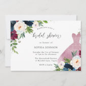 Blush Glitzer Dress Burgundy & Navy Brautparty Einladung (Vorderseite)