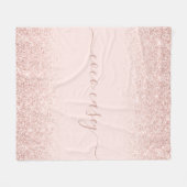 Blush Glitzer Elegante Typografie Name Fleecedecke (Vorderseite (Horizontal))