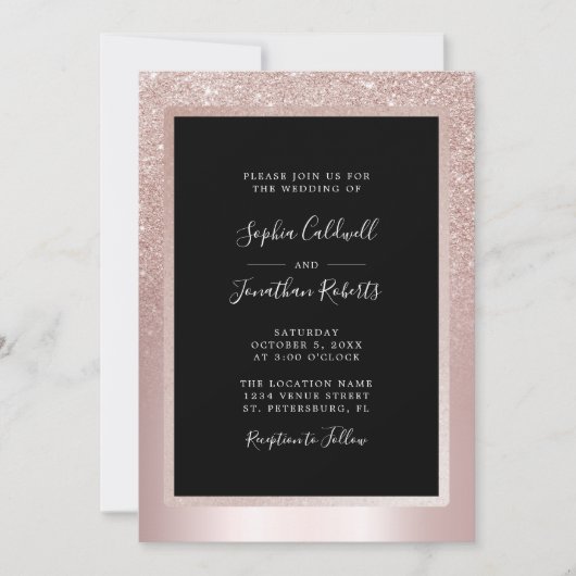 Blush Glitzer Foil All in one Wedding Einladung (Vorderseite)