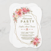 Blush Glitzer Frame Retirement Party Einladung (Vorne/Hinten)