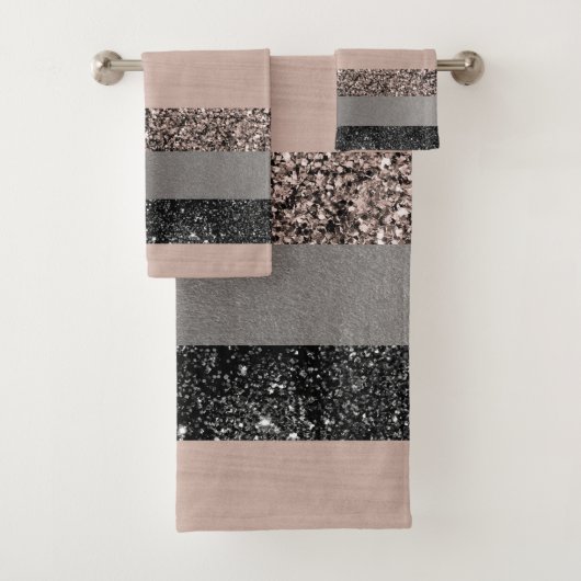 Blush Glitzer Glam Streifen #1 #gliny Badhandtuch Set (Insitu)