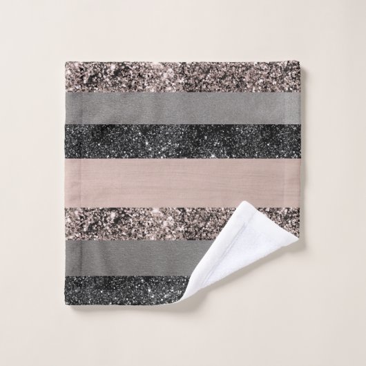 Blush Glitzer Glam Streifen #1 #gliny Badhandtuch Set (Waschlappen)