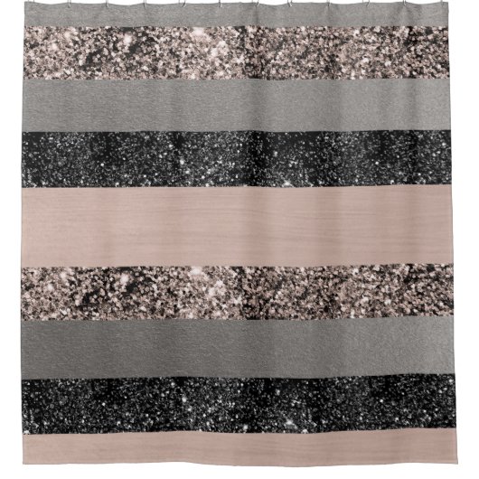 Blush Glitzer Glam Streifen #1 #gliny Duschvorhang (Vorderseite)
