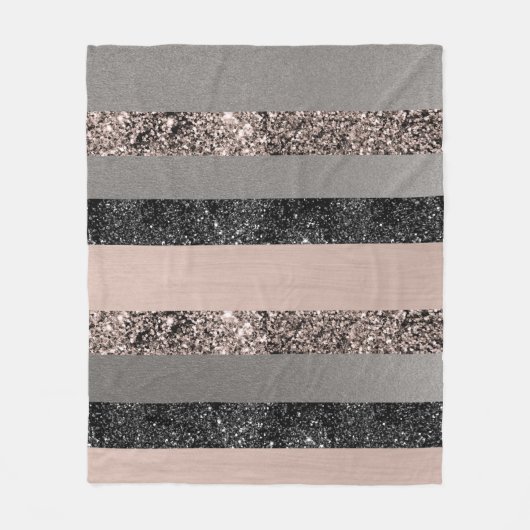 Blush Glitzer Glam Streifen #1 #gliny Fleecedecke (Vorderseite)