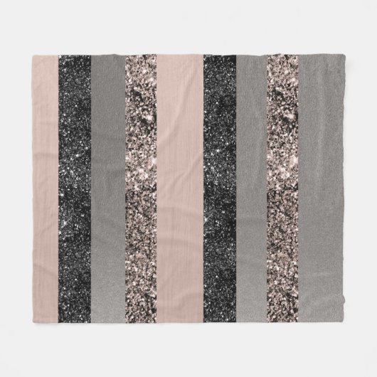 Blush Glitzer Glam Streifen #1 #gliny Fleecedecke (Vorderseite (Horizontal))