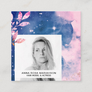 *~* Blush Glitzer Haar Schauspielerin Sterne FOTO Quadratische Visitenkarte
