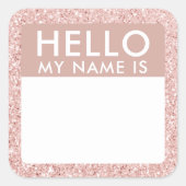 Blush Glitzer Hallo mein Name ist Aufkleber (Vorderseite)
