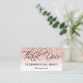 Blush-Glitzer-Kalligrafie Danke-Karte Visitenkarte (Stehend Vorderseite)