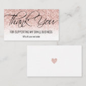 Blush-Glitzer-Kalligrafie Danke-Karte Visitenkarte (Vorne/Hinten)