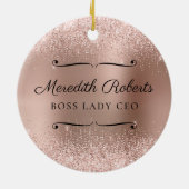 Blush Glitzer Rose Gold Boss Lady CEO Personalisie Keramik Ornament (Hinten)