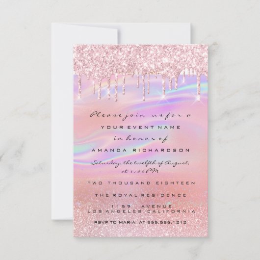 Blush Glitzer Tropfen Rose Blue Baby Dusche Feet Einladung (Vorderseite)