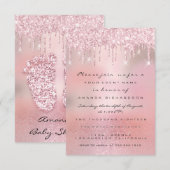 Blush Glitzer Tropfen Rose Gold Baby Dusche Feet Einladung (Vorne/Hinten)