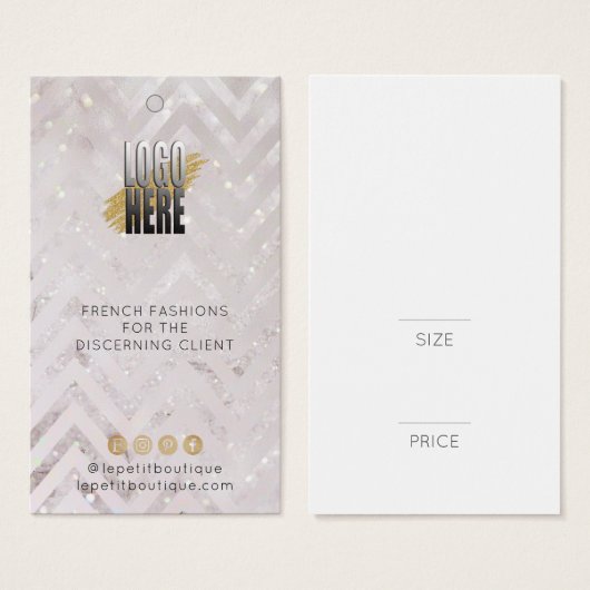 Blush Glitzer Zickzack Kleidung Preis mit Logo (Vorne & Hinten)