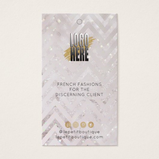 Blush Glitzer Zickzack Kleidung Preis mit Logo (Vorderseite)