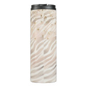 Blush Glitzy Gold Glitter Zebramuster Thermosbecher (Rückseite)
