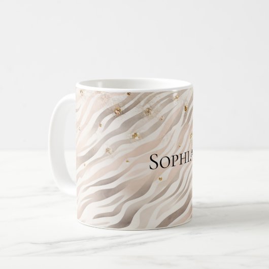 Blush Glitzy Gold Sparkle Zebra Kaffeetasse (Vorderseite Links)