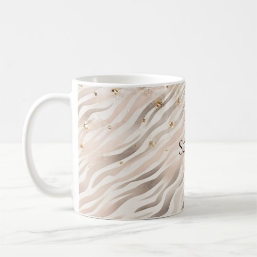 Blush Glitzy Gold Sparkle Zebra Kaffeetasse (Links)