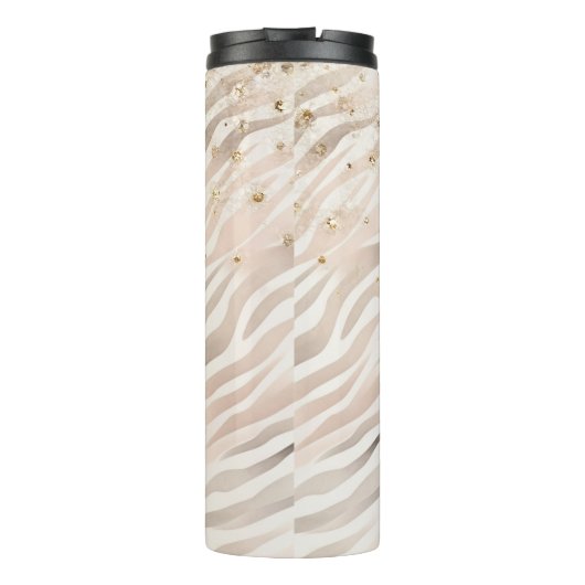 Blush Glitzy Gold Sparkle Zebra Thermosbecher (Rückseite)