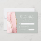 Blush Gold Agate Blale Sage Green Wedding RSVP Car (Vorderseite)