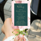 Blush Gold Agate Emerald Green Wedding Program Fächer
